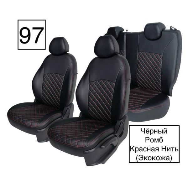 Чехлы Экокожа Ромб на Volkswagen Polo с 2020+ Чехлы Экокожа Ромб на Volkswagen Polo с 2020+